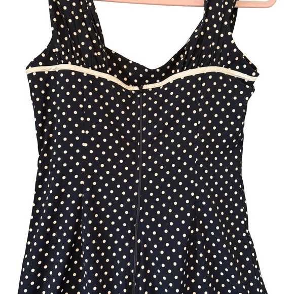Hell Bunny Vixen Navy White Polka Dot Playsuit, Sz M - Picture 6 of 9